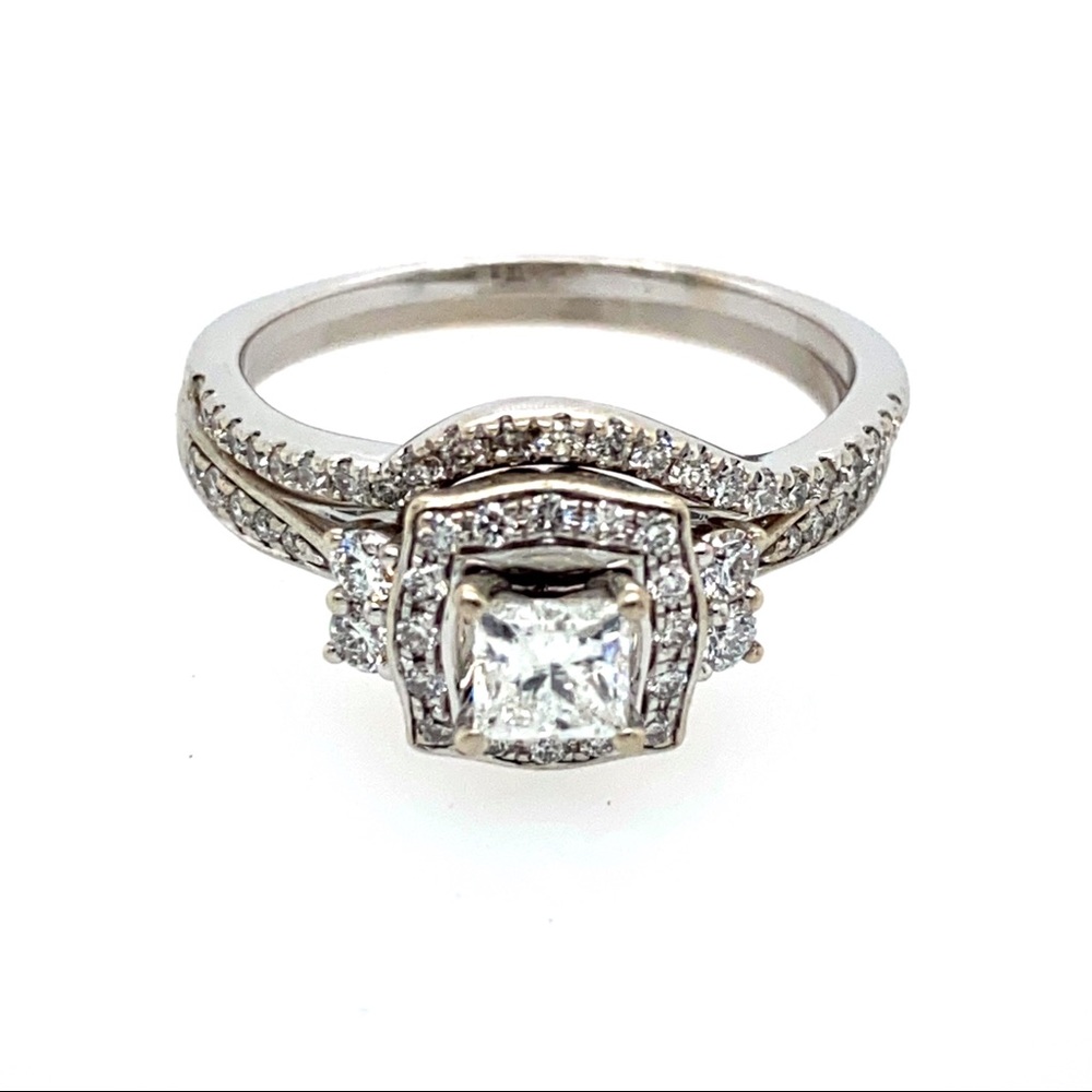 14kWG Engagement Ring-7/8 ctw & 14kWG Band-1/5 ctw